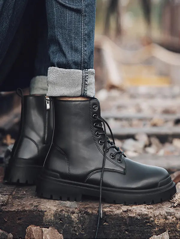 Black combat boots