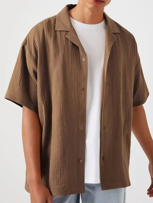 Short sleeve textured wrinkle sleeve